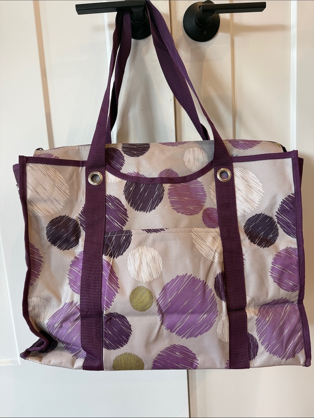 Thirty one 31 Purple Dot Tote Bag - Large vinyl Everyday Shoulder Bag storage